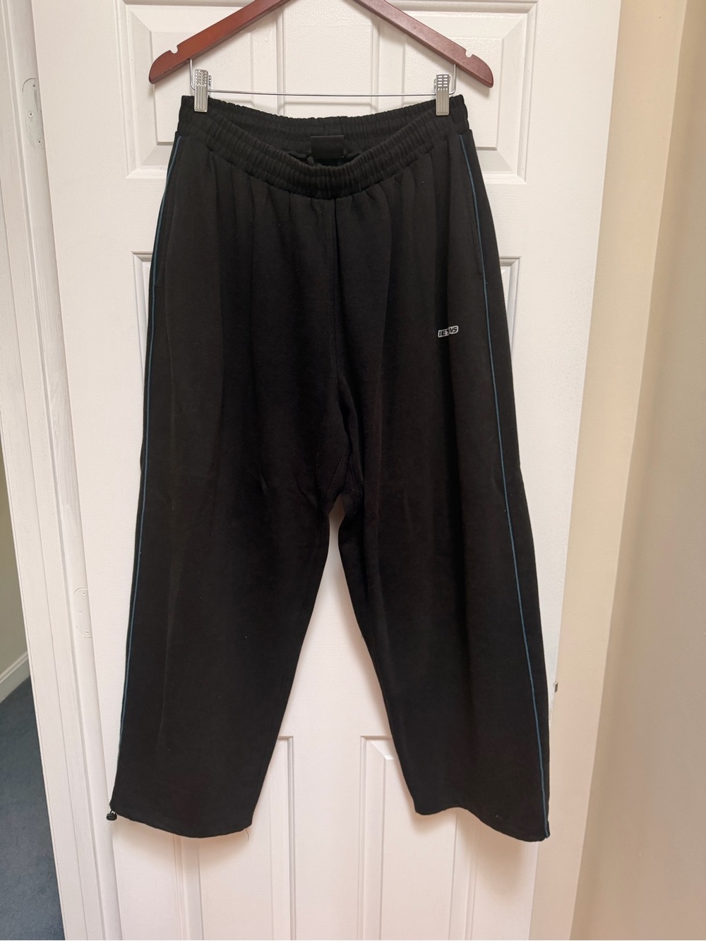 Iets Frans Black Women's Track Joggers with Subtle Side Piping. - Picture 4 of 6